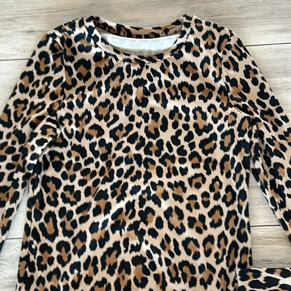 Kate Spade Scuba knit animal print long sleeve top size XS